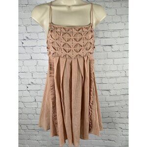 NWT Raia De Goeye Dusty Rose Brazil Made Beaded Flowy Babydoll Dress Size 38